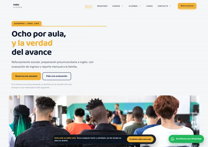 Portada del sitio de muestra de FARO ACADEMIA