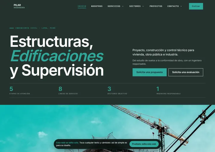 Portada del sitio de muestra de PILAR INGENIERÍA
